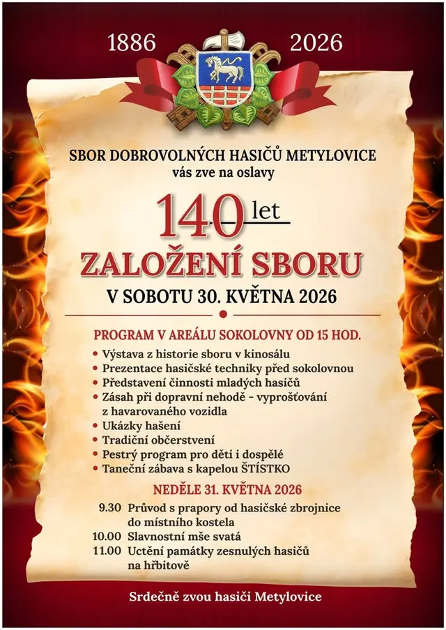 Oslavy 140 let založení Sboru dobrovolných hasičů Metylovice