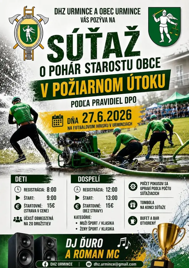 Súťaž o pohár starostu obce Urmince v požiarnom útoku