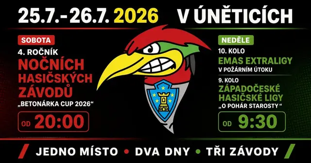4. ročník nočních závodů Betonárka CUP, 10. kolo EMAS Extraligy, 9. kolo Západočeské hasičské ligy