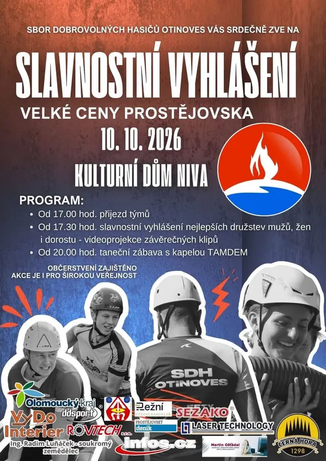 Slavnostní vyhlášení VCP a taneční zábava s kapelou TAMDEM od 20h.